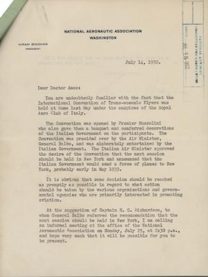 Lot #161 Hiram Bingham III (2) Typed Letters Signed - Image 2
