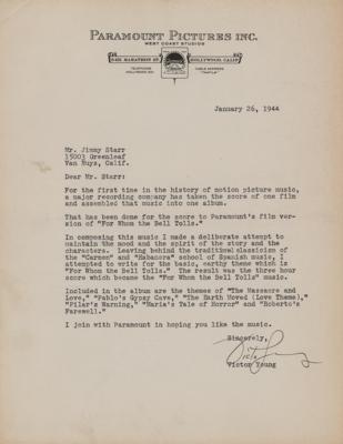 Lot #716 Victor Young Typed Letter Signed - Image 1
