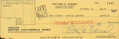 Lot #422 Walt Disney Signed Check - Image 2