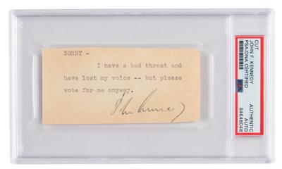 Lot #18 John F. Kennedy Typed Note Signed