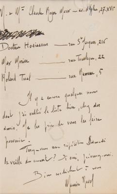 Lot #504 Maurice Ravel Autograph Letter Signed - Image 2