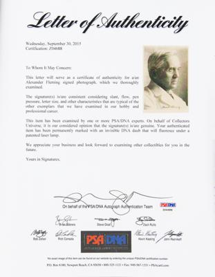 Lot #110 Alexander Fleming Signed Photograph - Image 3