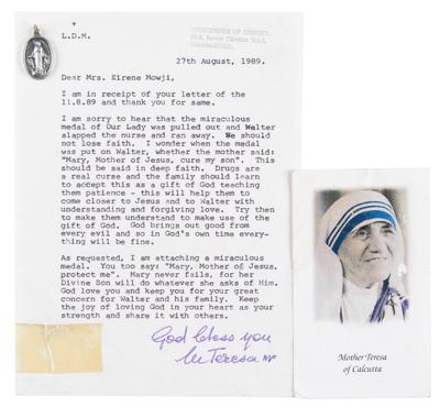 Lot #117 Mother Teresa Typed Letter Signed with Miraculous Medal - Image 1