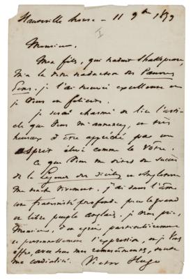 Lot #438 Victor Hugo Autograph Letter Signed - Image 1