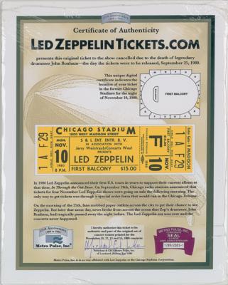 Lot #571 Led Zeppelin 1980 Chicago Ticket - Image 1