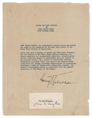 Lot #91 Harry S. Truman Signed 'Gag Citation' as