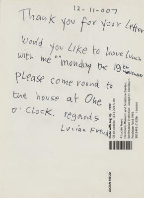 Lot #396 Lucian Freud Autograph Letter Signed