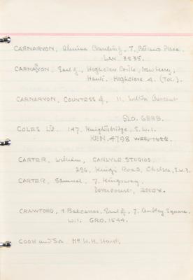 Lot #139 Howard Carter's Handwritten Address Book - Image 1