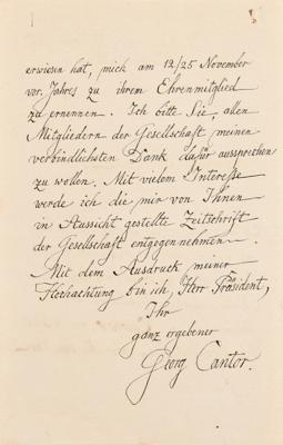 Lot #103 Georg Cantor Autograph Letter Signed - Image 2