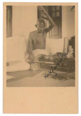 Lot #115 Mohandas Gandhi Signed Photograph