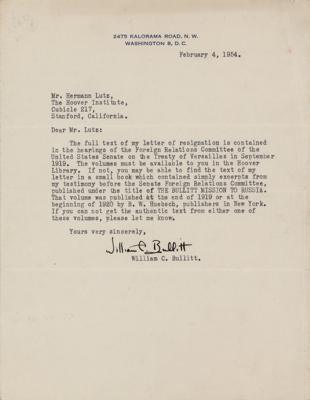 Lot #167 William C. Bullitt Typed Letter Signed - Image 1