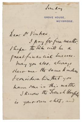 Lot #550 Arthur Sullivan Autograph Letter Signed - Image 1