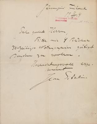 Lot #507 Jean Sibelius Autograph Letter Signed