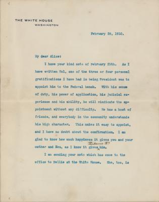 Lot #85 William H. Taft Typed Letter Signed as