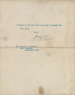 Lot #85 William H. Taft Typed Letter Signed as President - Image 2