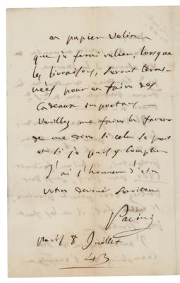 Lot #500 Giovanni Pacini Autograph Letter Signed - Image 2