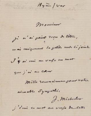 Lot #468 Jules Michelet Autograph Letter Signed - Image 1