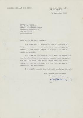 Lot #113 Max Horkheimer Typed Letter Signed - Image 1