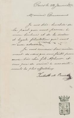 Lot #264 Queen Isabella II Letter Signed - Image 1