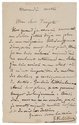 Lot #399 Jean-Francois Millet Autograph Letter Signed - Image 1