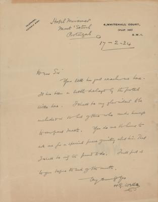 Lot #443 H. G. Wells Autograph Letter Signed
