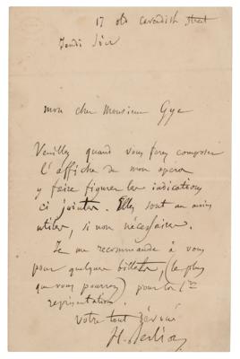 Lot #490 Hector Berlioz Autograph Letter Signed - Image 1