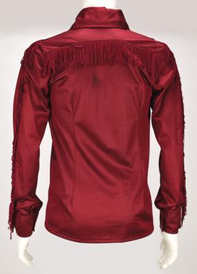Lot #8296 Boston: Sib Hashian's Tour-Used Burgundy Fringed Shirt - Image 2
