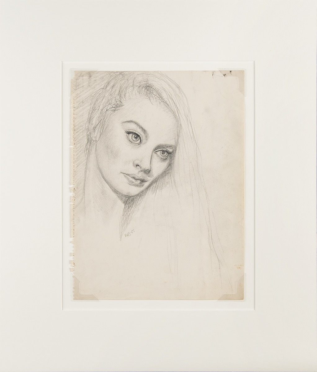 Lot #8033 Edie Sedgwick Original Female Portrait Sketch (1965)