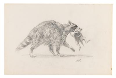 Lot #8029 Edie Sedgwick Original Raccoons Sketch (1962) - Image 2