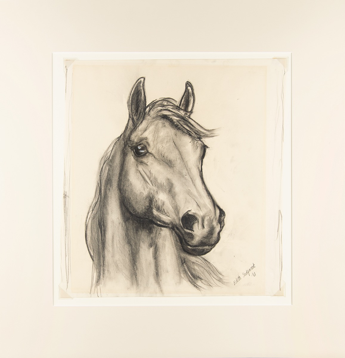 Lot #8028 Edie Sedgwick Original Horse Sketch (1961)