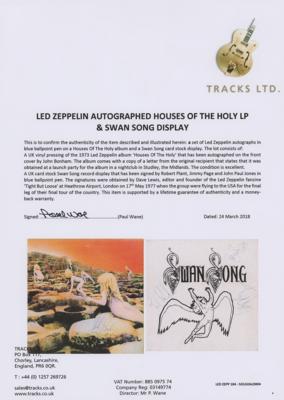 Lot #8160 Led Zeppelin Signed Album and Swan Song Display - Image 3