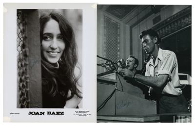 Lot #8220 Joan Baez and Pete Seeger (2) Signed Photographs