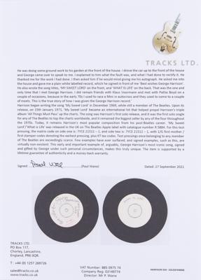 Lot #8065 George Harrison Personally-Owned and Signed Test Pressing of ‘My Sweet Lord' - Image 5