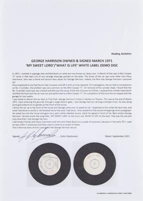 Lot #8065 George Harrison Personally-Owned and Signed Test Pressing of ‘My Sweet Lord' - Image 6