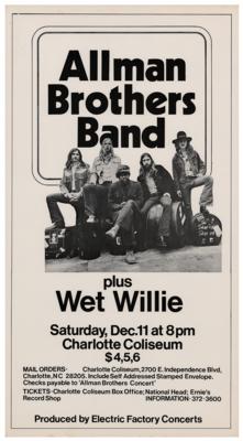 Lot #8280 Allman Brothers Band 1971 Charlotte Coliseum Concert Poster - Image 1