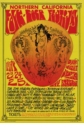 Lot #8116 Jimi Hendrix and Led Zeppelin: 1969 Annual Northern California Folk-Rock Festival Poster