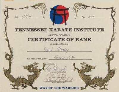 Lot #8204 Elvis Presley Signed 1974 Tennessee Karate Institute Rank Certificate - Image 1