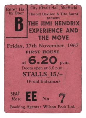 Lot #8114 Jimi Hendrix Experience and Pink Floyd 1967 Sheffield Concert Ticket Stub and Handbill