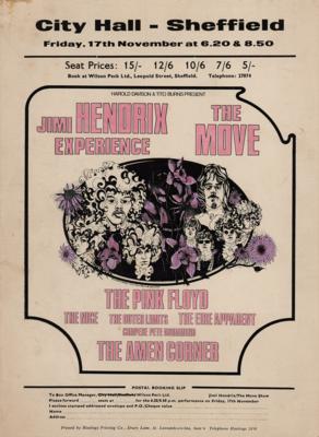 Lot #8114 Jimi Hendrix Experience and Pink Floyd 1967 Sheffield Concert Ticket Stub and Handbill  - Image 2