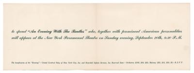 Lot #8052 Beatles 1964 Paramount Theatre Charity Concert Invitation: 'An Evening With The Beatles' - Image 2