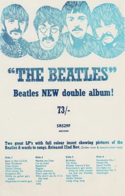 Lot #8057 Beatles 1968 White Album Promotional Flyer - Image 1