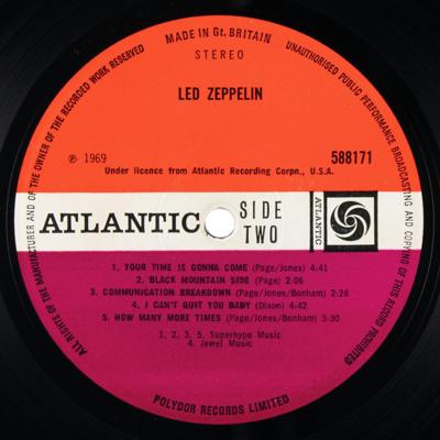 Lot #8158 Led Zeppelin UK Promotional First Pressing Debut Album (Atlantic, 588171, Stereo) - Image 6