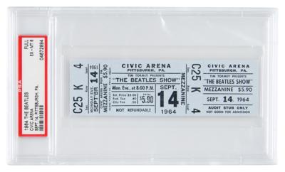 Lot #8086 Beatles Unused 1964 Pittsburgh Concert Ticket - PSA EX-MT 6 
