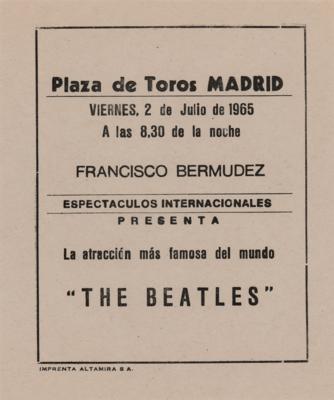 Lot #8089 Beatles 1965 Madrid Concert Handbill
