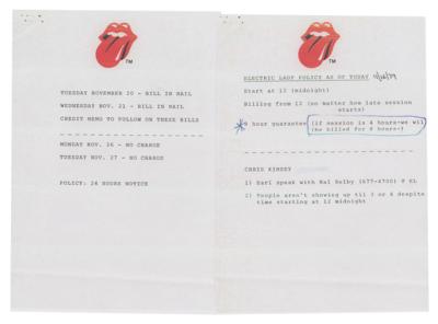 Lot #8133 Rolling Stones 1969 Jimi Hendrix’s Electric Lady Studios Recording Sessions Invoice - Image 2