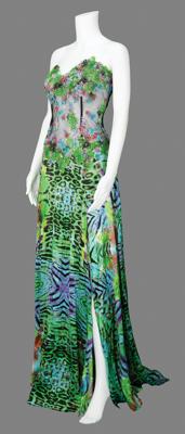 Lot #8372 Whitney Houston's Personally-Owned Tropical Chartreuse Evening Dress - Image 2