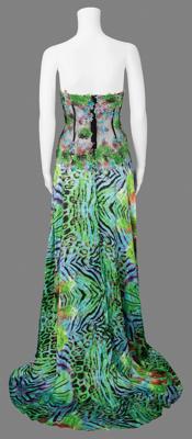 Lot #8372 Whitney Houston's Personally-Owned Tropical Chartreuse Evening Dress - Image 3
