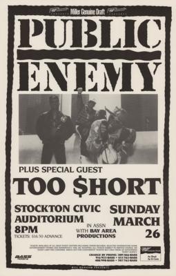 Lot #8463 Public Enemy and Too $hort 1989 Stockton Concert Poster - Image 1