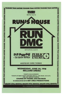Lot #8464 Run DMC, Public Enemy, Fresh Prince 1988 Fresno Concert Poster - Image 1