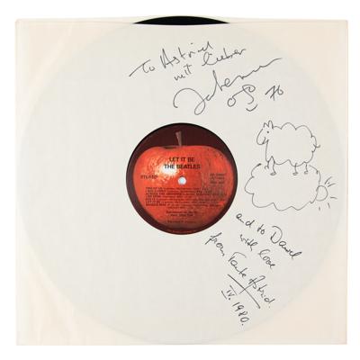 Lot #8066 John Lennon Signed 'Let It Be' Inner Album Sleeve with (2) Original Sketches